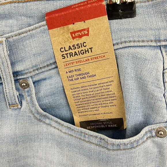 New Levi's Classic Straight Stretch Blue Jeans Womens Plus Size 24W M - Picture 7 of 10